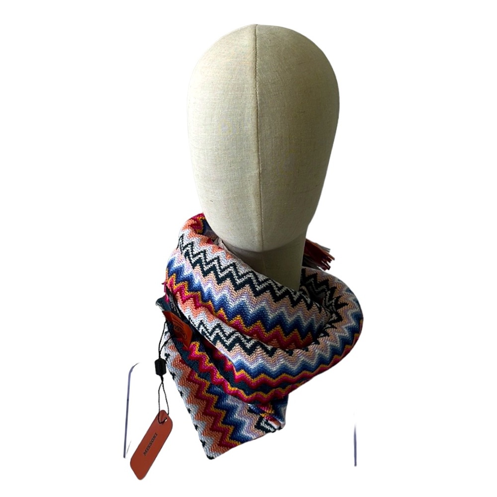 Missoni Multicolor Zig-Zag Fringed Long Wool Scarf